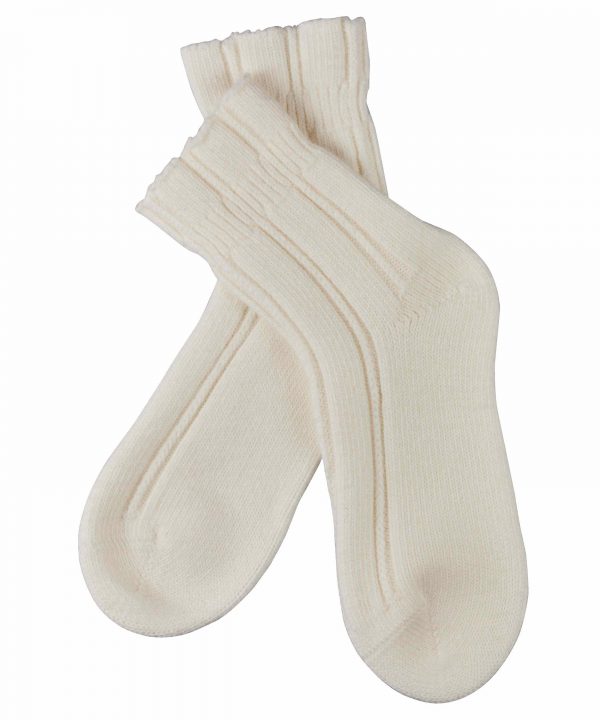 close up of Falke Bedsocks in Off White