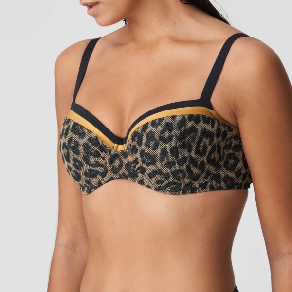 side view of PrimaDonna Swim Kiribati Bikini Set in Golden Safari bikini top