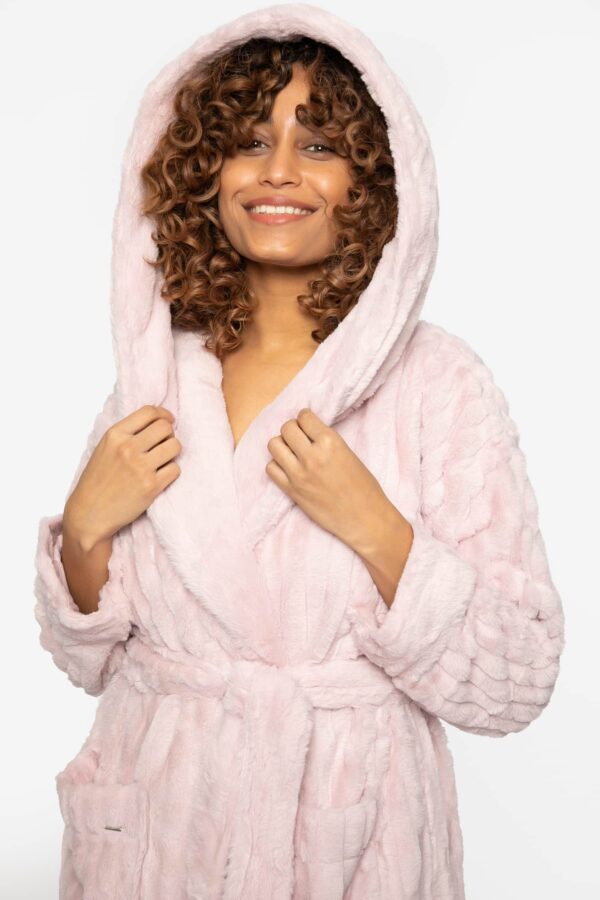close up of Pretty You London Cloud Robe in Pink