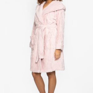 side view of Pretty You London Cloud Robe in Pink
