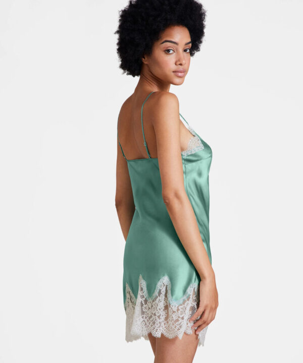 back view of Aubade Toi Mon Amour Silk Chemise in Sage