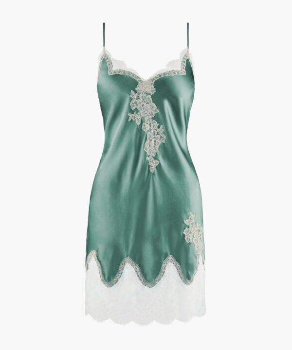 cutout of Aubade Toi Mon Amour Silk Chemise in Sage