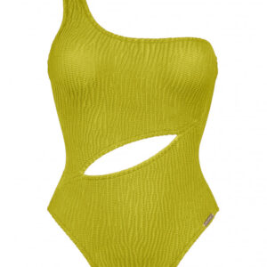 buy the Watercult Textured Basics Asymmetric Swimsuit in Lime Drops