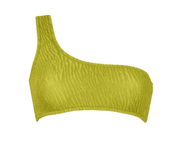 Watercult Textured Basics Asymmetric Bikini Set in Lime Drops bikini top