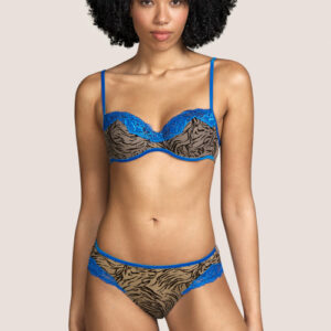 Andres Sarda Fraser Padded Balcony Bra in Fossil with rio brief
