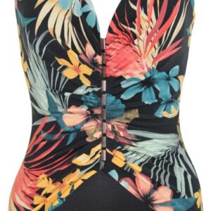 cutout of Miraclesuit Plumeria Charmer Swimsuit in Black/Multi