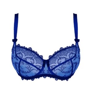 close up of Empreinte Louise Low Neck Bra in Royal Blue