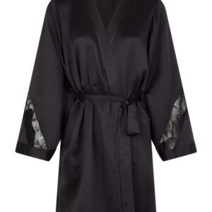 buy the Chantelle Orchids Satin Kimono Black