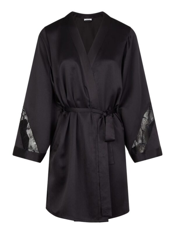 buy the Chantelle Orchids Satin Kimono Black